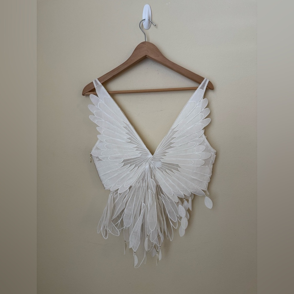Zimmermann Rythmic Embroidered Linen Silk Top White Size 1 - Picture 5 of 6